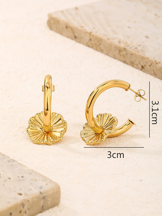 Flower Chunky Hoop Earrings