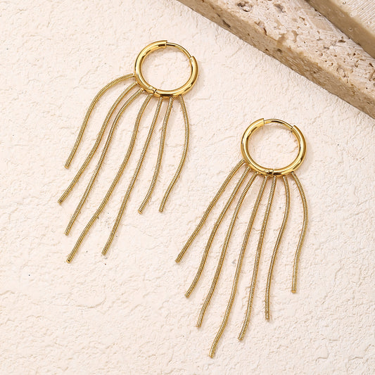 Long Tassel Gold Dangle Earrings