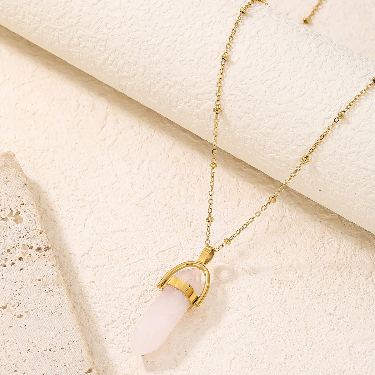Crystal Natural Stone Pointed Hexagonal Necklaces