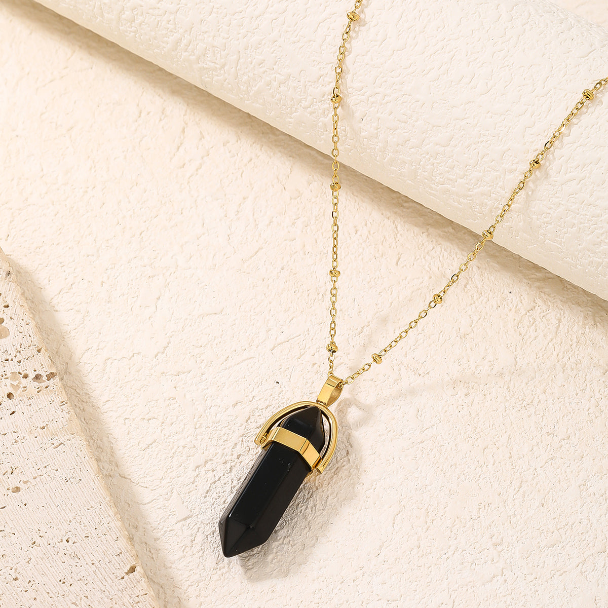 Crystal Natural Stone Pointed Hexagonal Necklaces