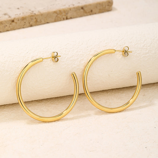 Slim Chunky Hoop Earrings