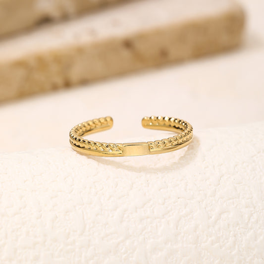 Minimalist Gold Braided Open Cuff Stacking Ring