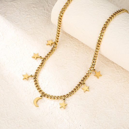 Lucky Star Figaro Chain Necklace