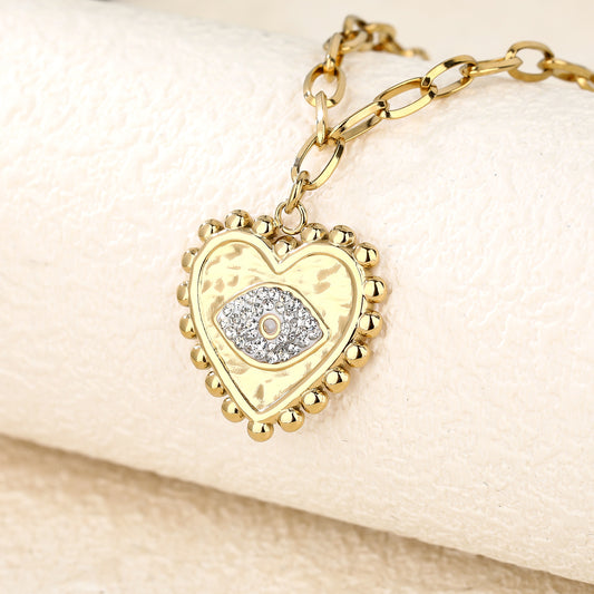 Evil Eye Heart-Shaped Pendant Necklace