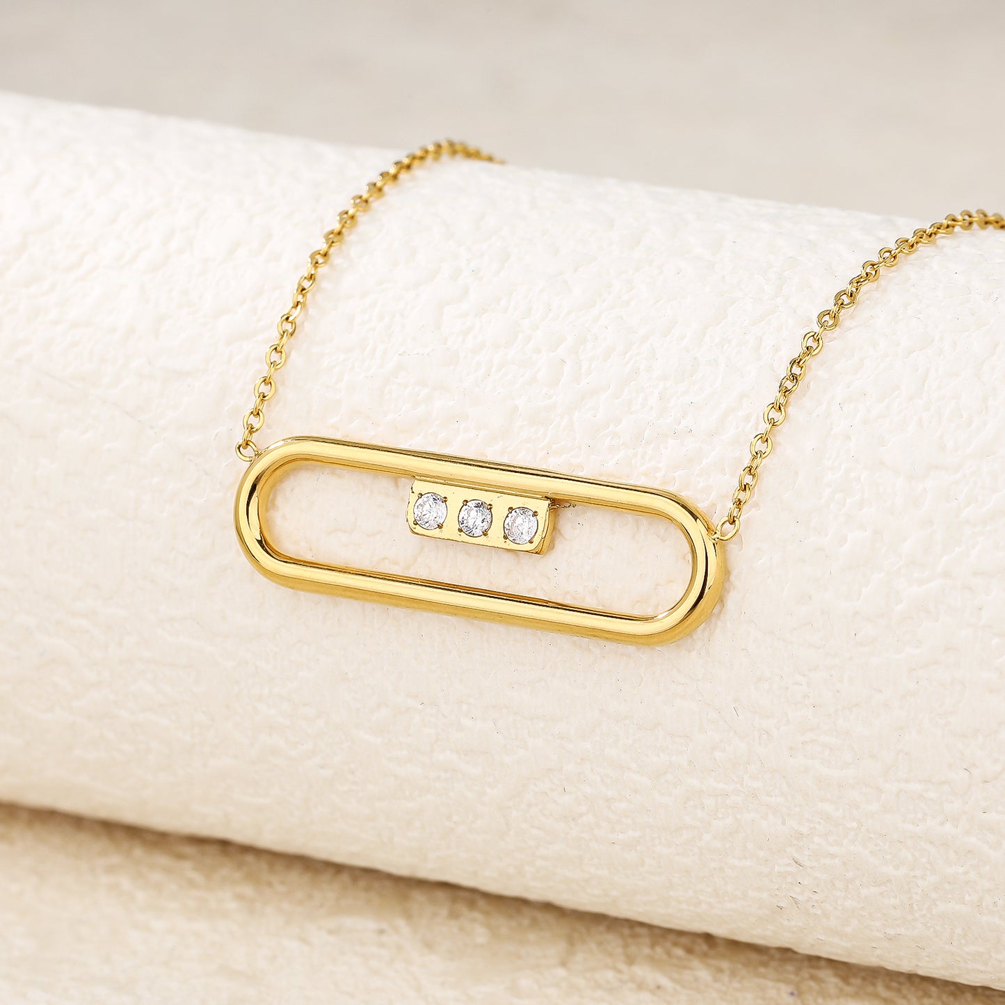 Gold  Pendant Necklace with CZ