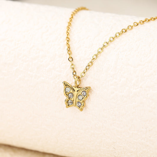 Butterfly Pendant Necklace with Cubic Zirconia