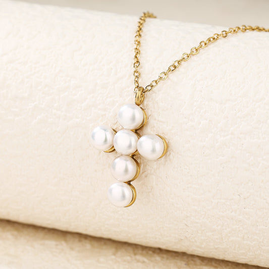 Pearl Cross Pendant Necklace
