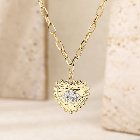Evil Eye Heart-Shaped Pendant Necklace