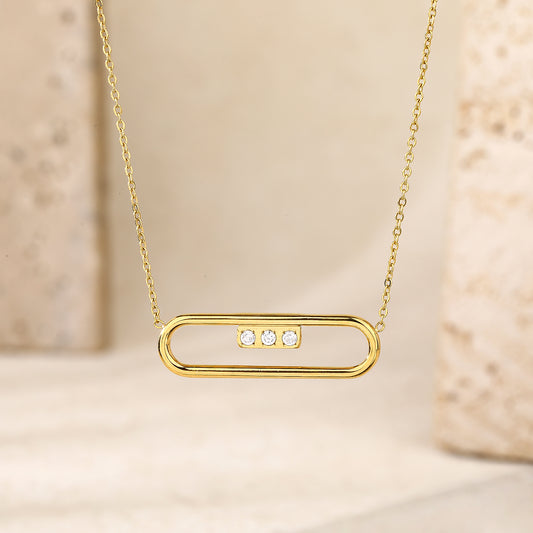 Gold  Pendant Necklace with CZ