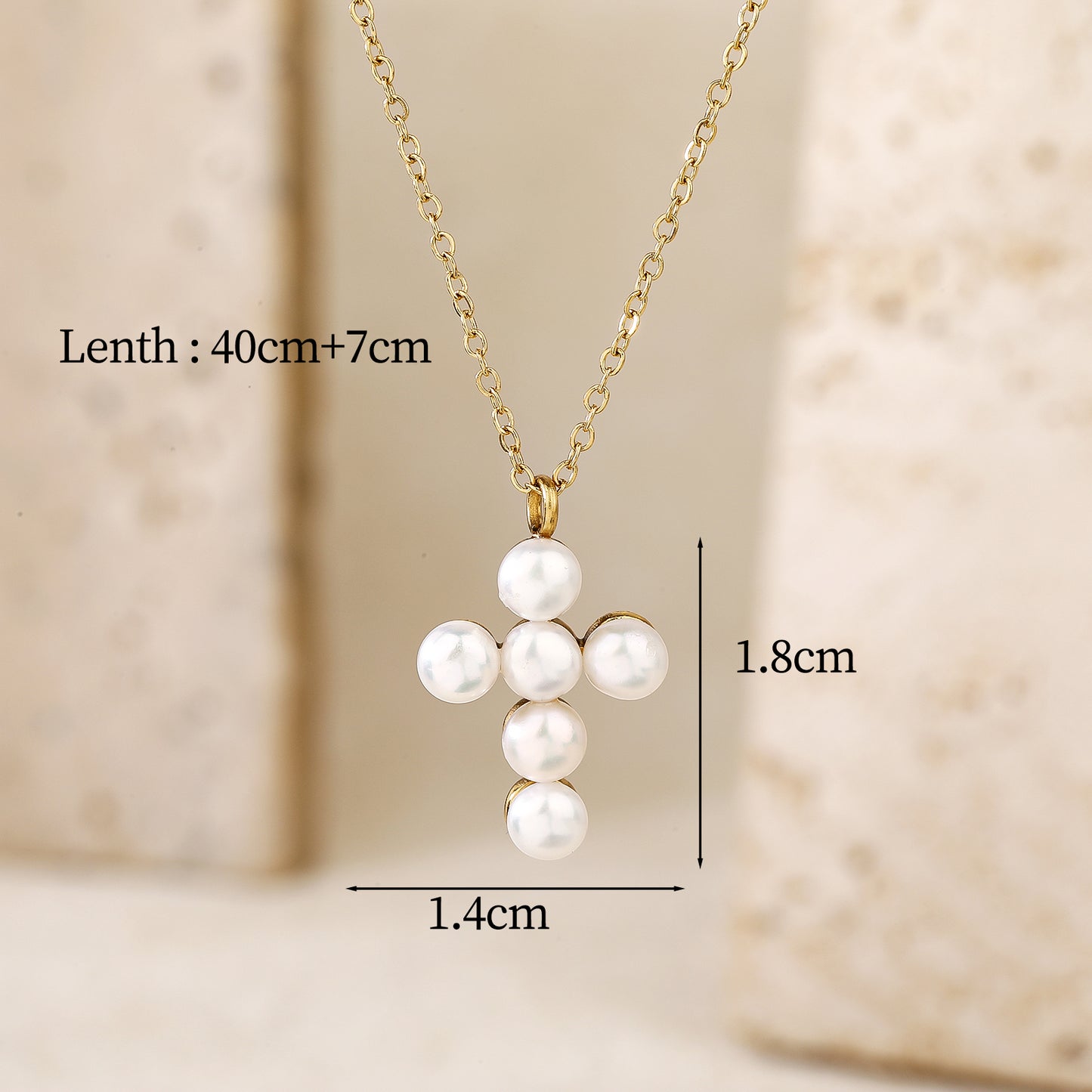 Pearl Cross Pendant Necklace