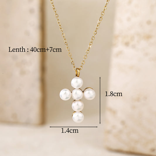 Pearl Cross Pendant Necklace