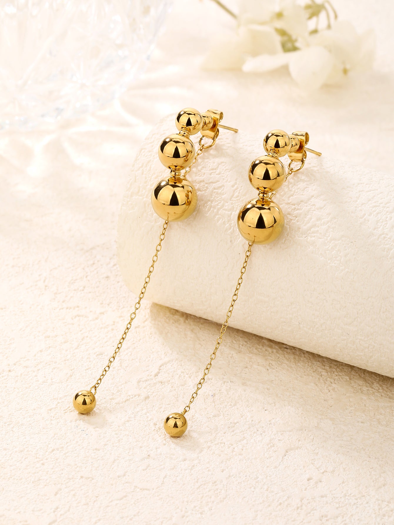 Gold Organic Textured Tear Drop Statement Earrings