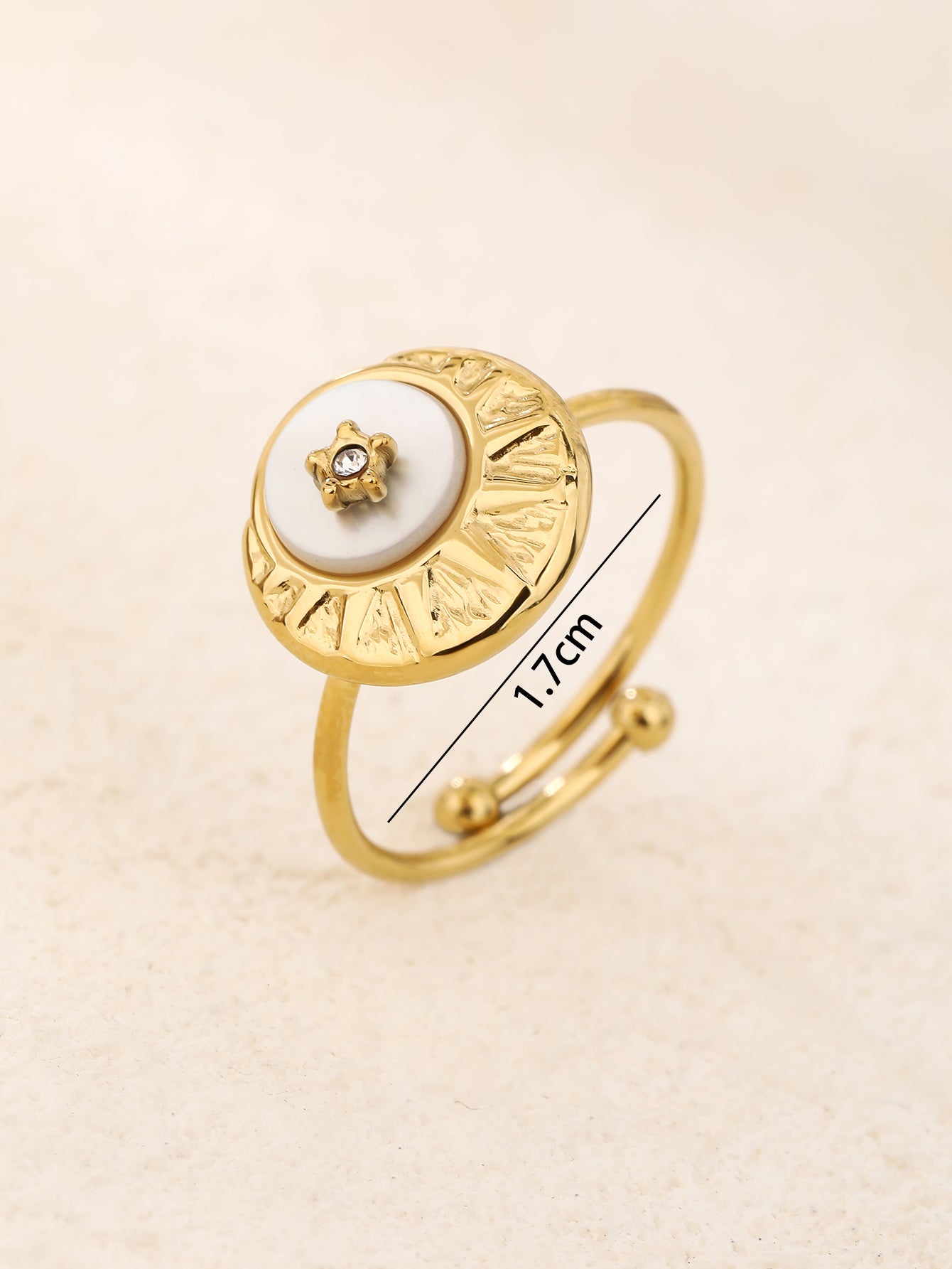 Vintage Gold Sunburst Star Crystal Adjustable Ring