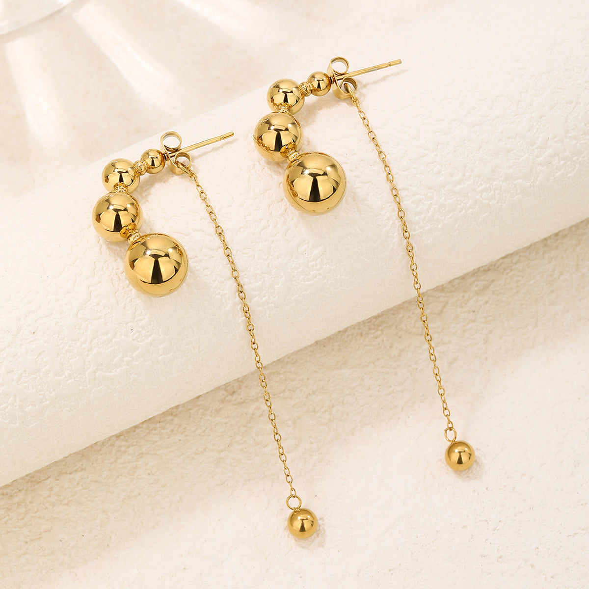 Gold Organic Textured Tear Drop Statement Earrings