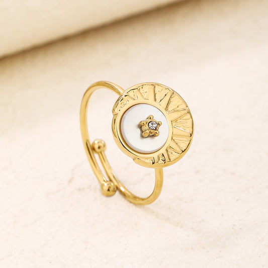 Vintage Gold Sunburst Star Crystal Adjustable Ring
