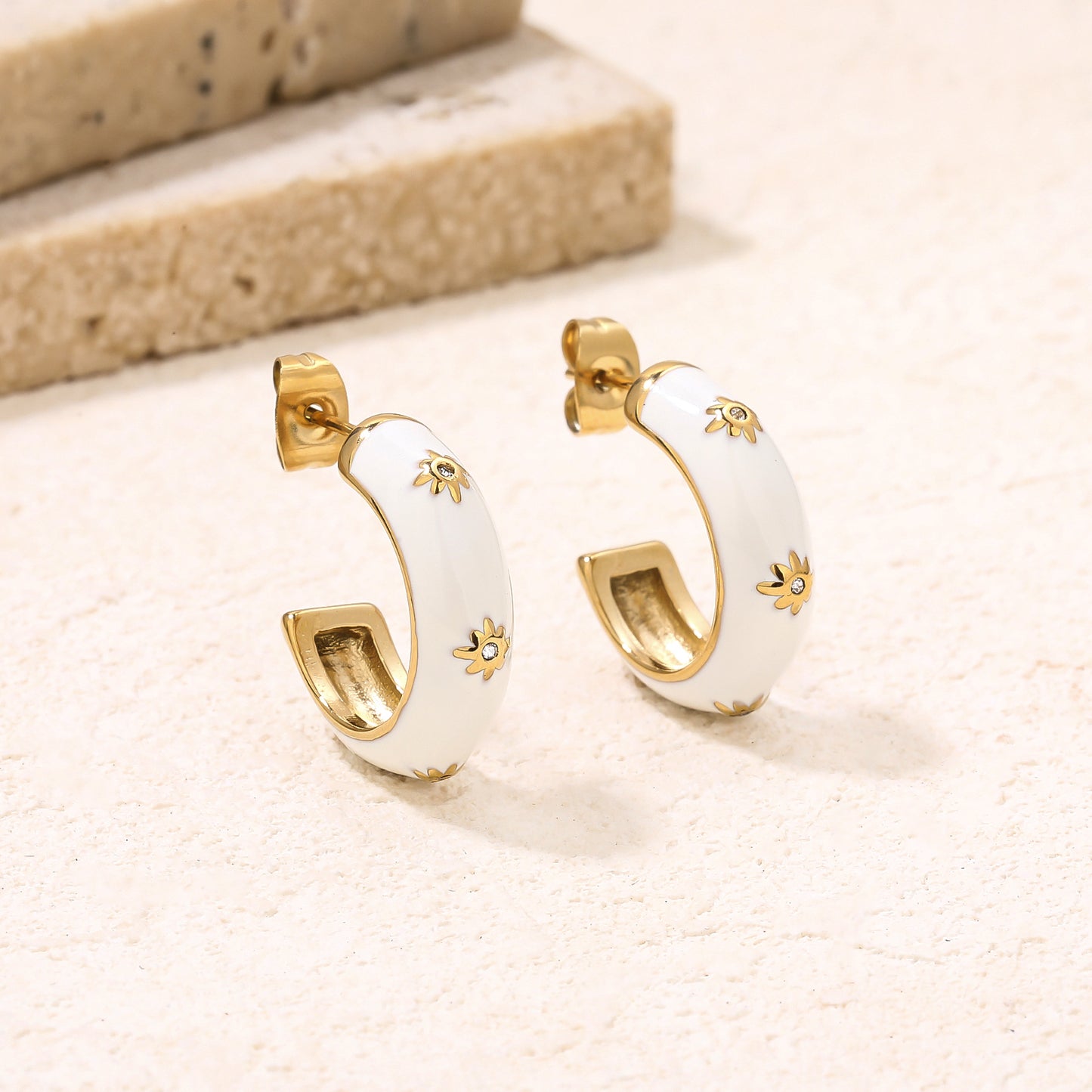 Chunky Hoop Earrings with Cubic Zirconia