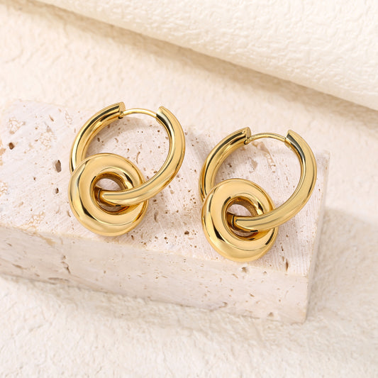 Pendant Drop Hoop Huggie Earrings