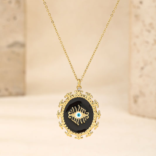 Black Evil Eye Pendant Chain Necklace