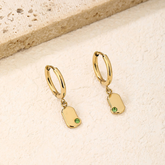 Green Crystal Dangle Drop Earrings