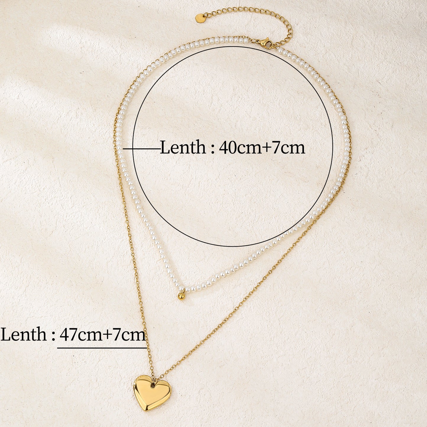 Layered Pearl Heart Pendant Necklaces