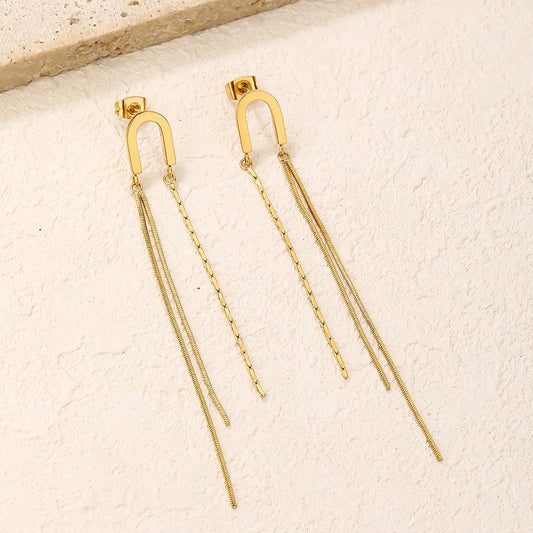 Gold Link Tassel Earrings