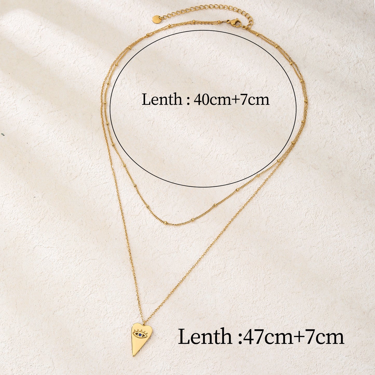 Layered Bead Evil EyeHeart Pendant Necklaces