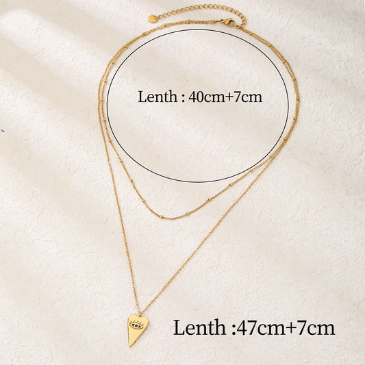 Layered Bead Evil EyeHeart Pendant Necklaces