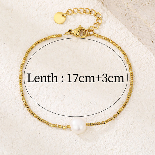 Single Pearl Link Chain Bracelet