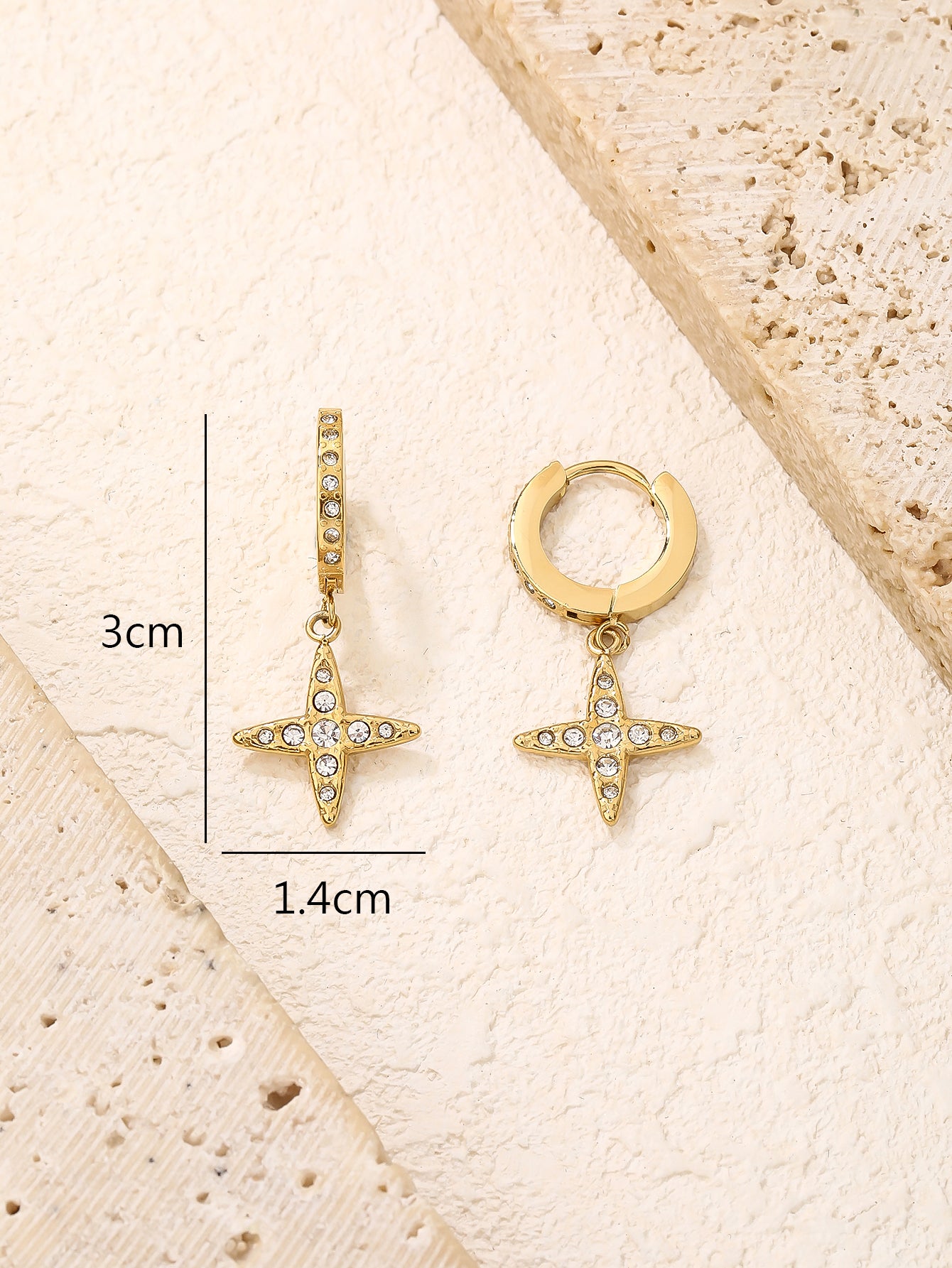 Cross Star Pendant Hoop Earring