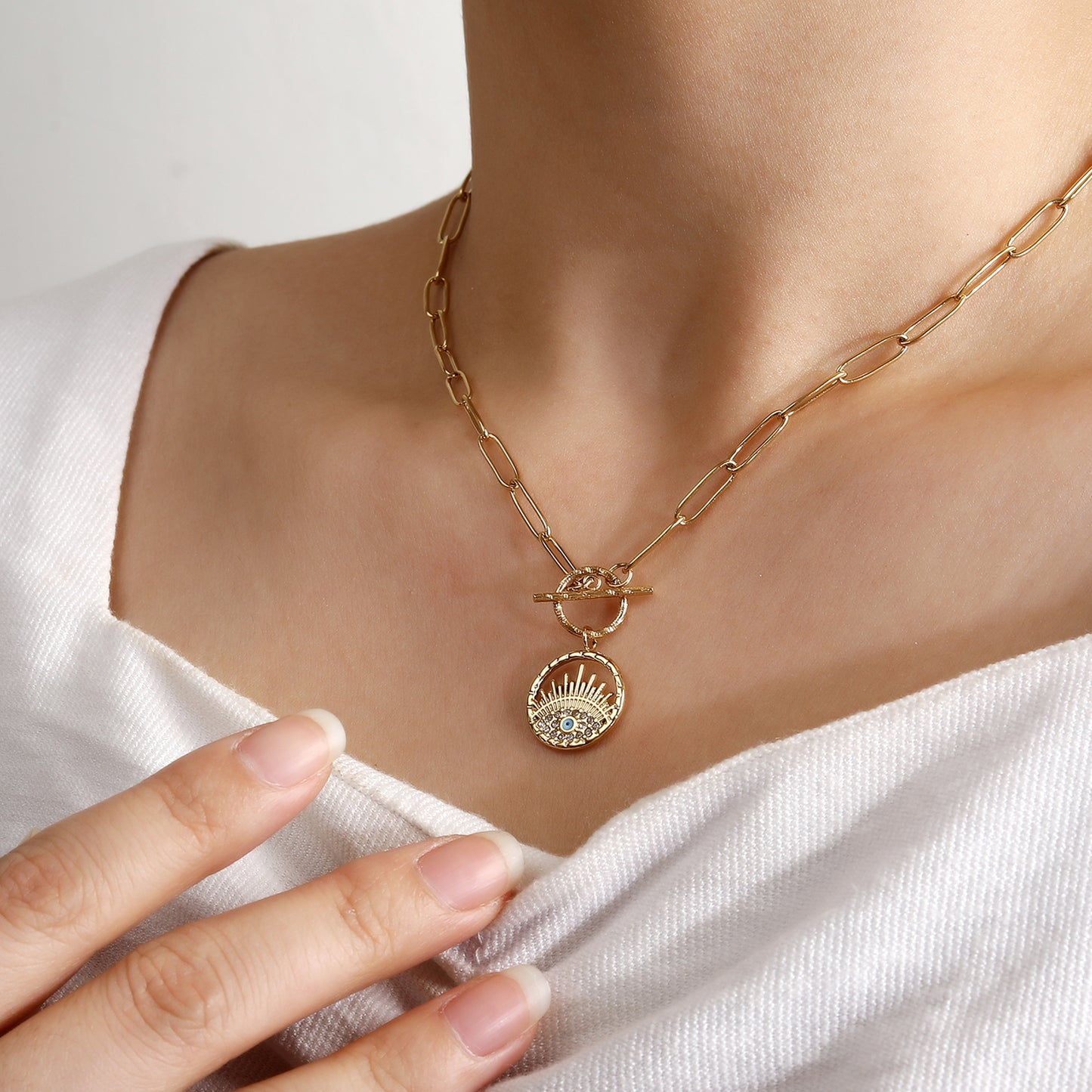 Evil Eye Pendant Necklace with OT