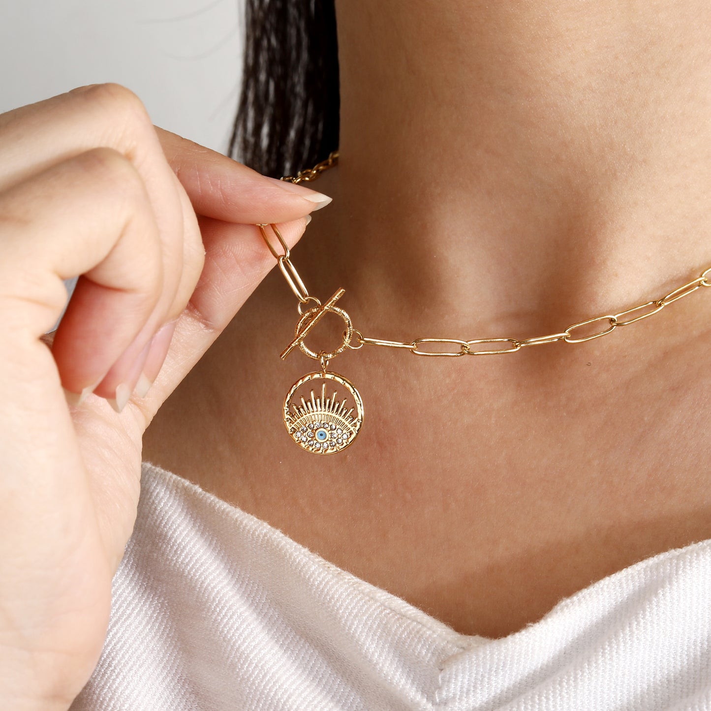 Evil Eye Pendant Necklace with OT