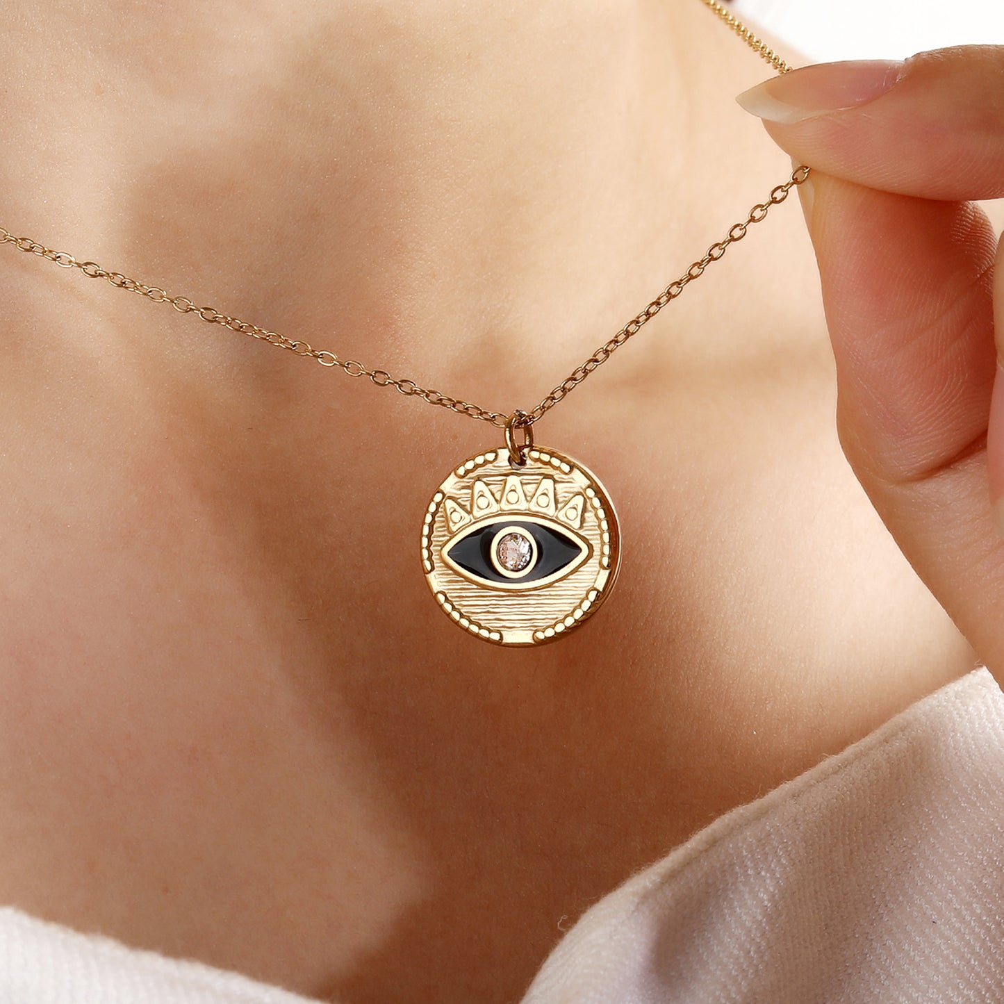 Black Evil Eye Pendant Necklace