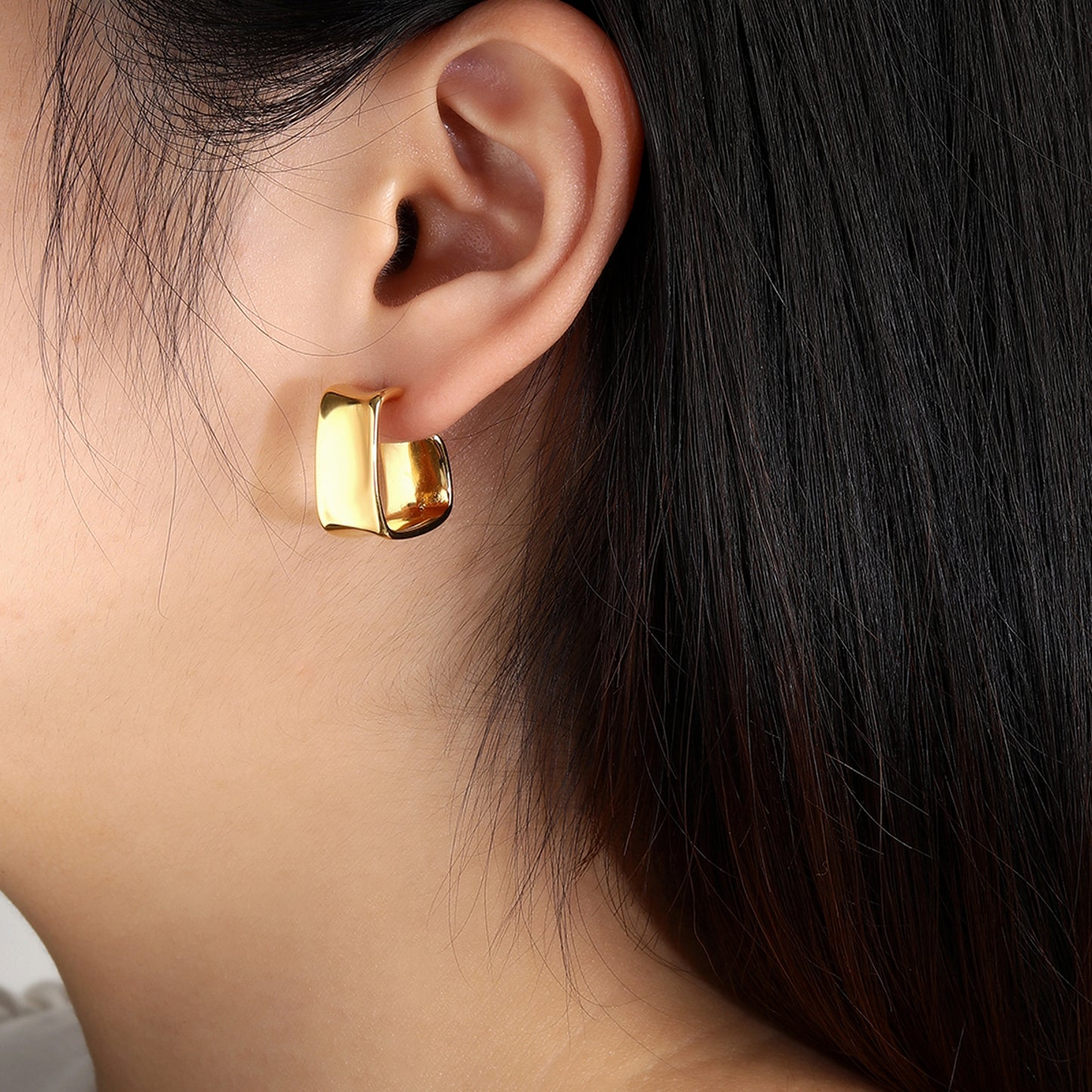 Chunky Gold Open Hoop Earrings