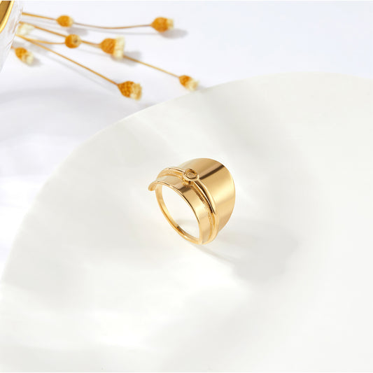 Modern Gold Plated Chunky Statement Wide Band Ring