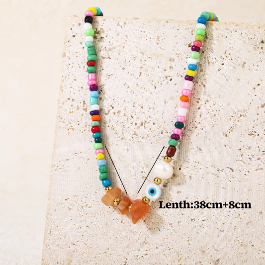 Colorful Beaded Boho Choker Necklace