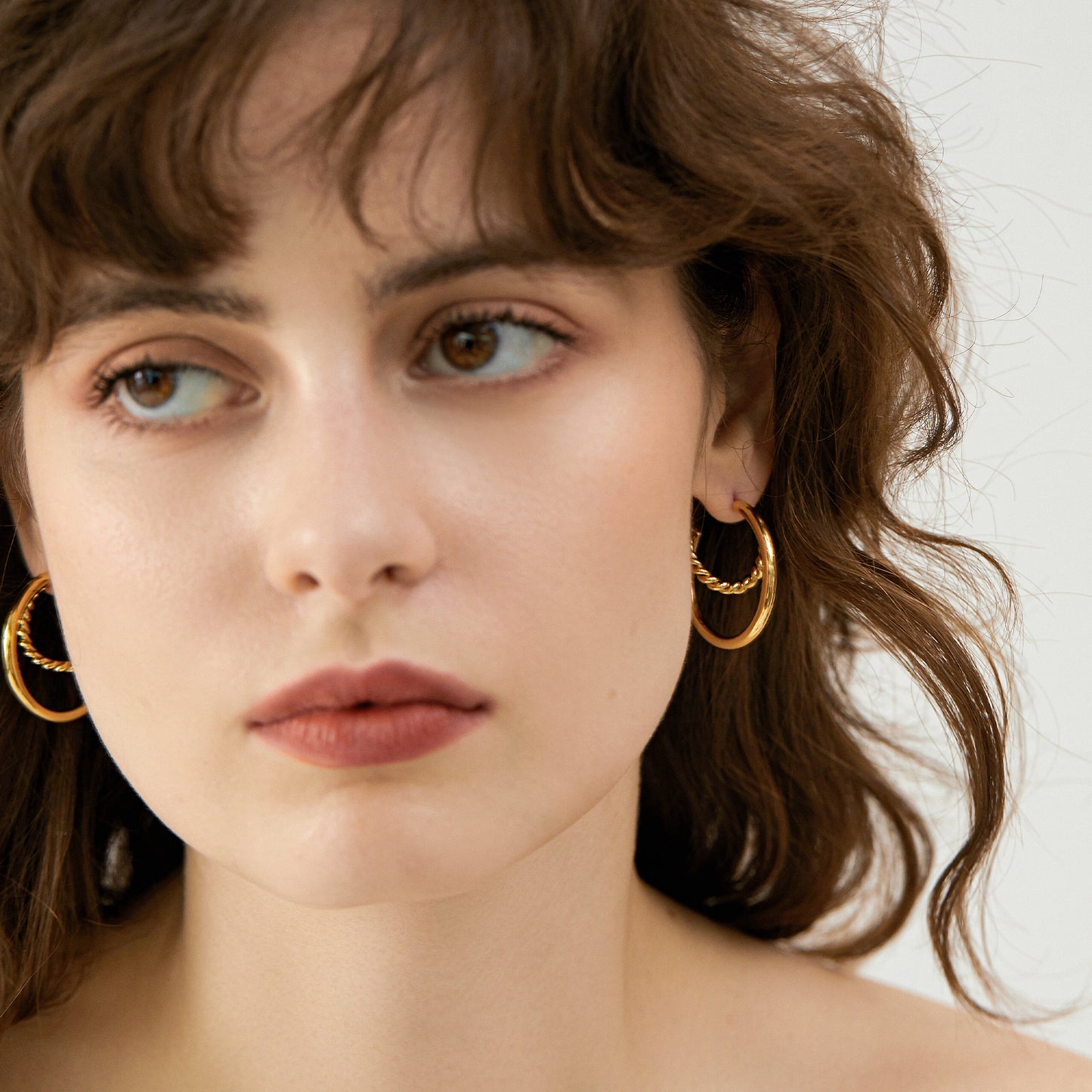 Chunky Gold Twisted Croissant Open Hoop Earrings