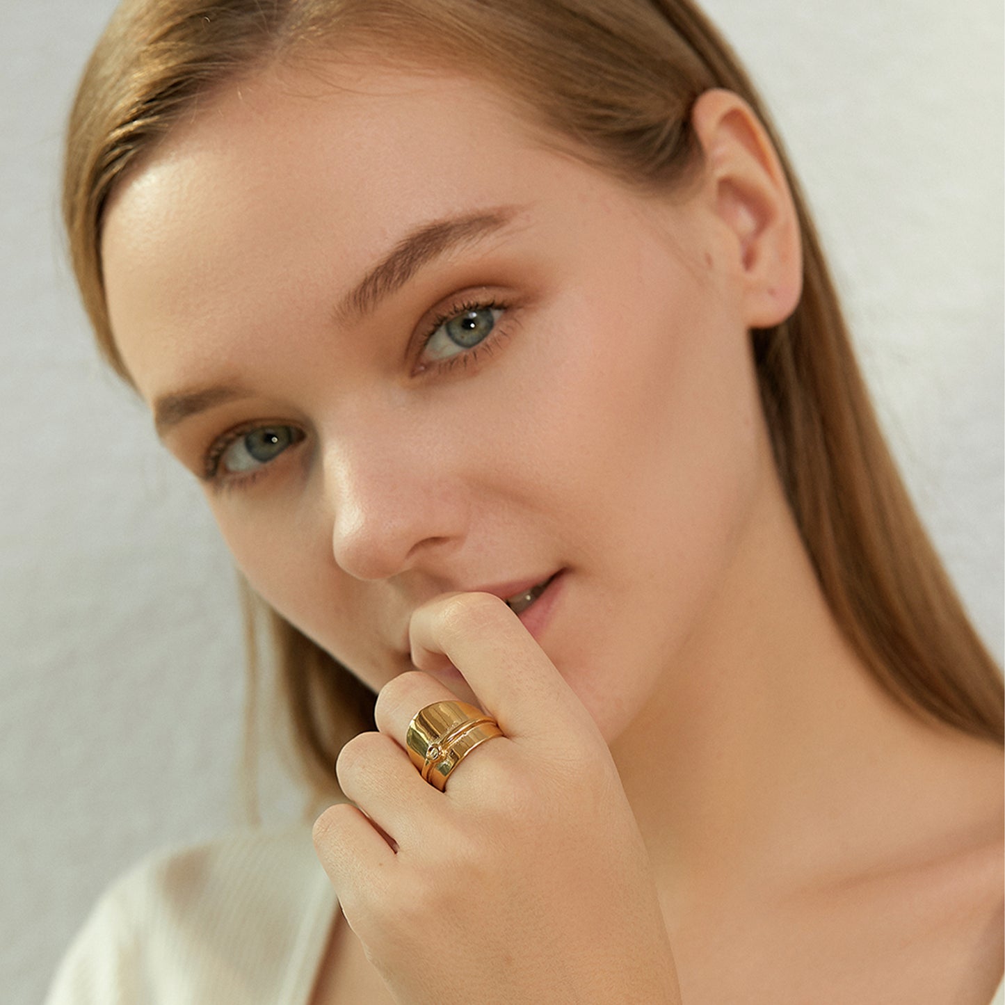 Modern Gold Plated Chunky Statement Wide Band Ring