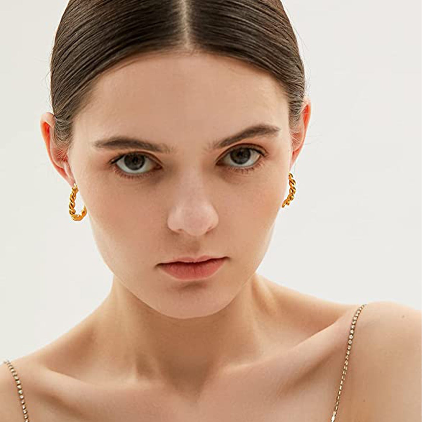 Chunky Gold Twisted Rope Open Hoop Earrings