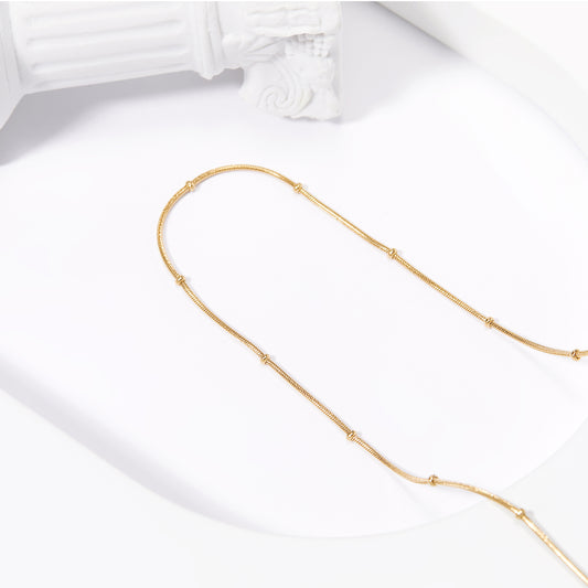14K Gold Beaded Satellite Chain Layering Necklace