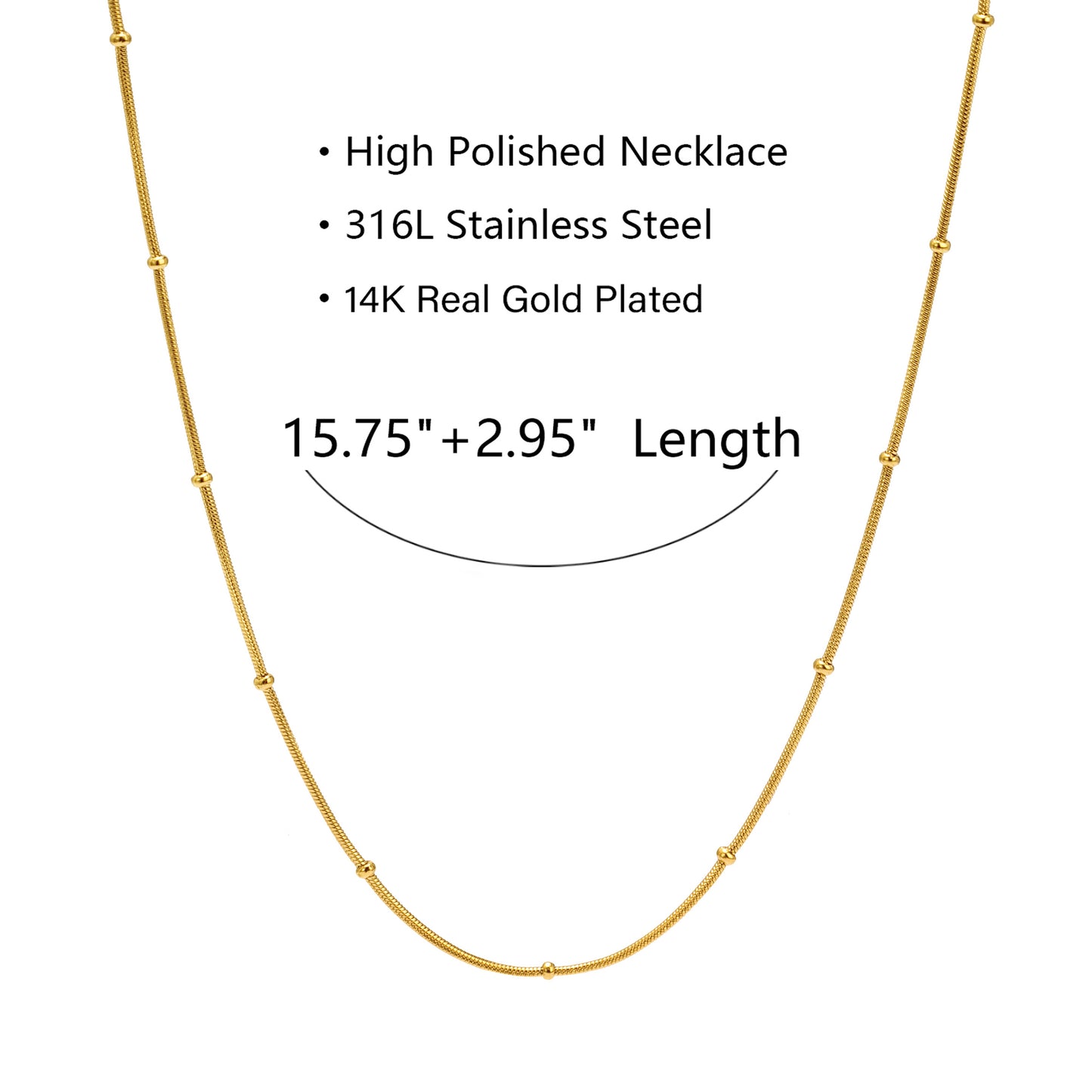 14K Gold Beaded Satellite Chain Layering Necklace