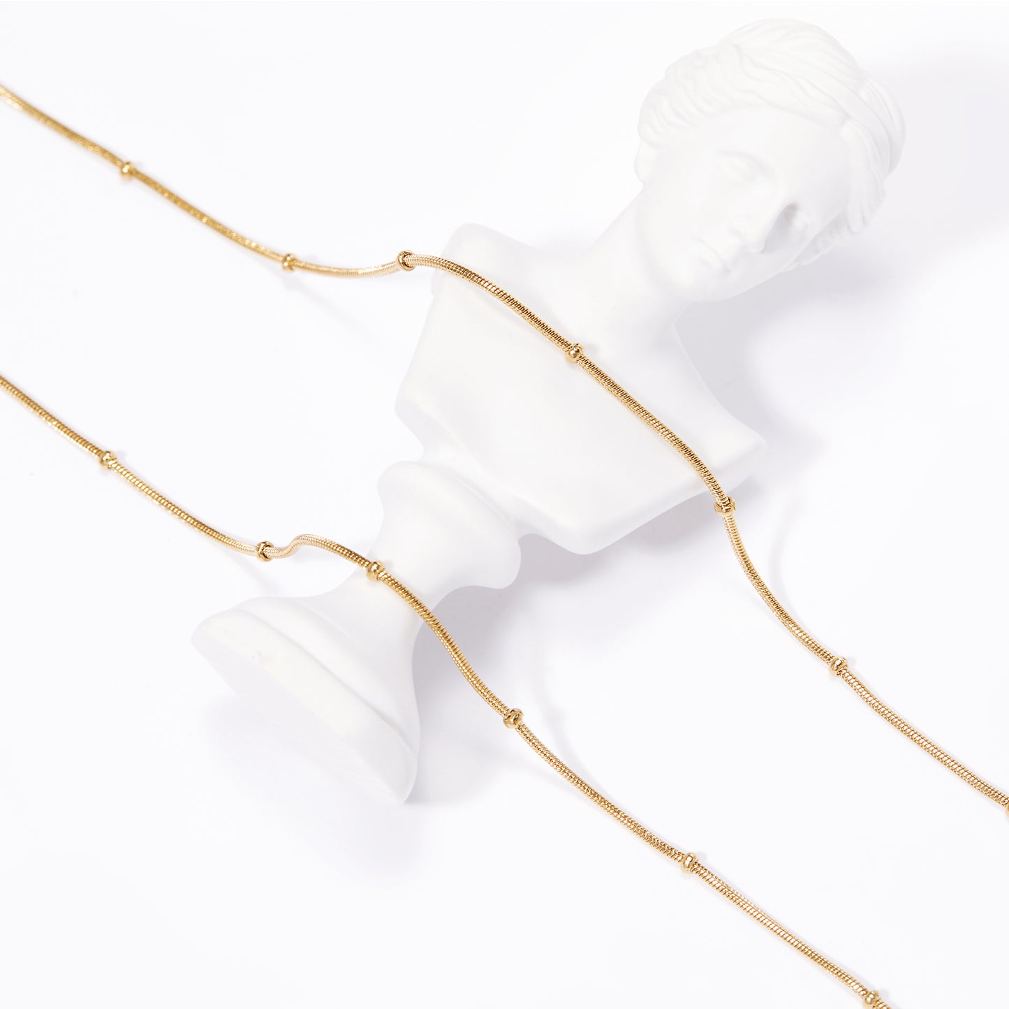 14K Gold Beaded Satellite Chain Layering Necklace